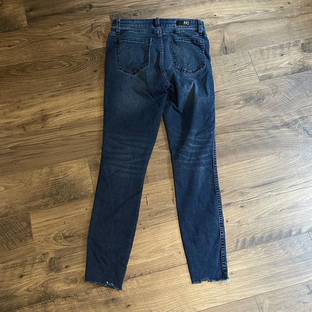 Kut from the Kloth Connie Fab Ab Ankle Skinny Jeans Dark Wash Distressed Size 4